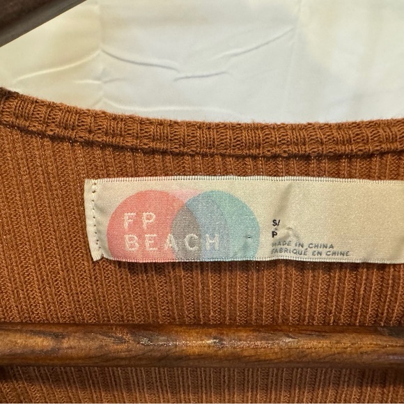 Free People Ribbed Button-Front Maxi Dress in Rust - Picture 3 of 6